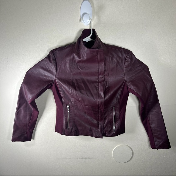 INC International Concepts Deep Burgundy Leather Jacket - Picture 4 of 8